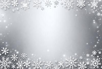 The primary subject of the image is a large, empty, white frame with a snowy background. The setting is a winter scene, and the visual style is a combination of a photo and digital art. The colors and mood are predominantly white, with a touch of snowy blue, creating a serene and peaceful atmosphere.